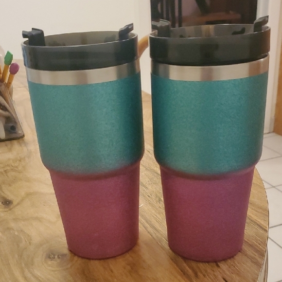 NWOT Vibrant Teal and Purple Travel Mugs - Picture 9 of 10